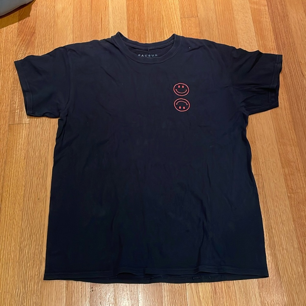 Black PacSun Men's Smiley T-Shirt Size Large